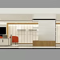 Modern Clothing Store Interior With Display Shelves Counter And Seating