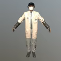 Game Movie Character In White Lab Coat With Black Cap Mask Gloves And Gray Pants