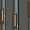 Modern Wall Lamps Mounted On Dark Wood Grain Wall With Transparent Shades And Filament Bulbs