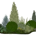 High-grade blue and gray flower border plant with grapefruit tree shrub flower mirror combination courtyard greening plant configuration 3d model