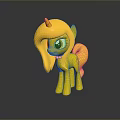 Yellow Cartoon Pony Toy With Long Hair Horn And Shiny Reflection