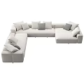 Modern Linen Upholstered Sectional Sofa With Modular Design And Plush Cushions 3d model