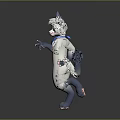 Game Movie Character Anthropomorphic White Cat Standing Pointing Gesture Blue Ears Tail Scarf