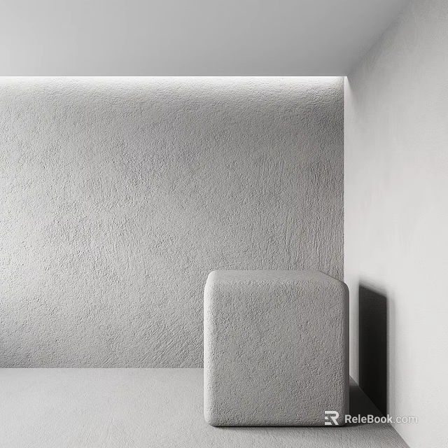 Modern Cube Shaped Gray Concrete Component With Textured Wall Background 3d model 