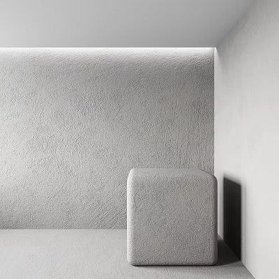 Modern Cube Shaped Gray Concrete Component With Textured Wall Background 3d model