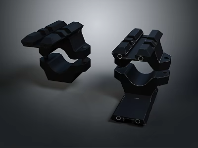 Set of Two Black Durable Plastic Utility Clips For Daily Household Use 3d model
