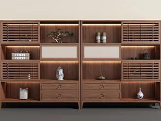 New Chinese Decorative Cabinet Decorative Cabinet Bookcase Side Cabinet Storage Cabinet 3d model