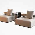 Modern Minimalist Casual Sofa Set With Soft Cushions And Side Table 3d model