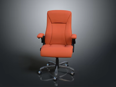 Ergonomic Orange Office Chair With Padded Backrest Armrests And Swivel Wheels 3d model