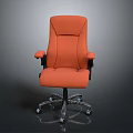 Ergonomic Orange Office Chair With Padded Backrest Armrests And Swivel Wheels