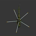 Military Helicopter Model With Camouflage Paint And Multi Blade Rotors