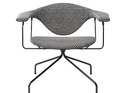 Modern Accent Chair with Dot Patterned Upholstery Metal Frame Star Base and Armrests 3d model