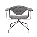 Modern Accent Chair with Dot Patterned Upholstery Metal Frame Star Base and Armrests