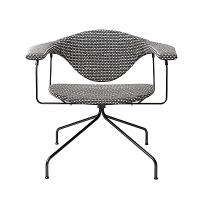 Modern Accent Chair with Dot Patterned Upholstery Metal Frame Star Base and Armrests 3d model