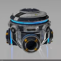 Futuristic Robot Device With Metallic Casing Blue Lighting And Circular Panel 3d model