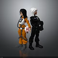 Children's Action Figures With Orange Spacesuit Pink Helmet And Black Uniform White Black Hair