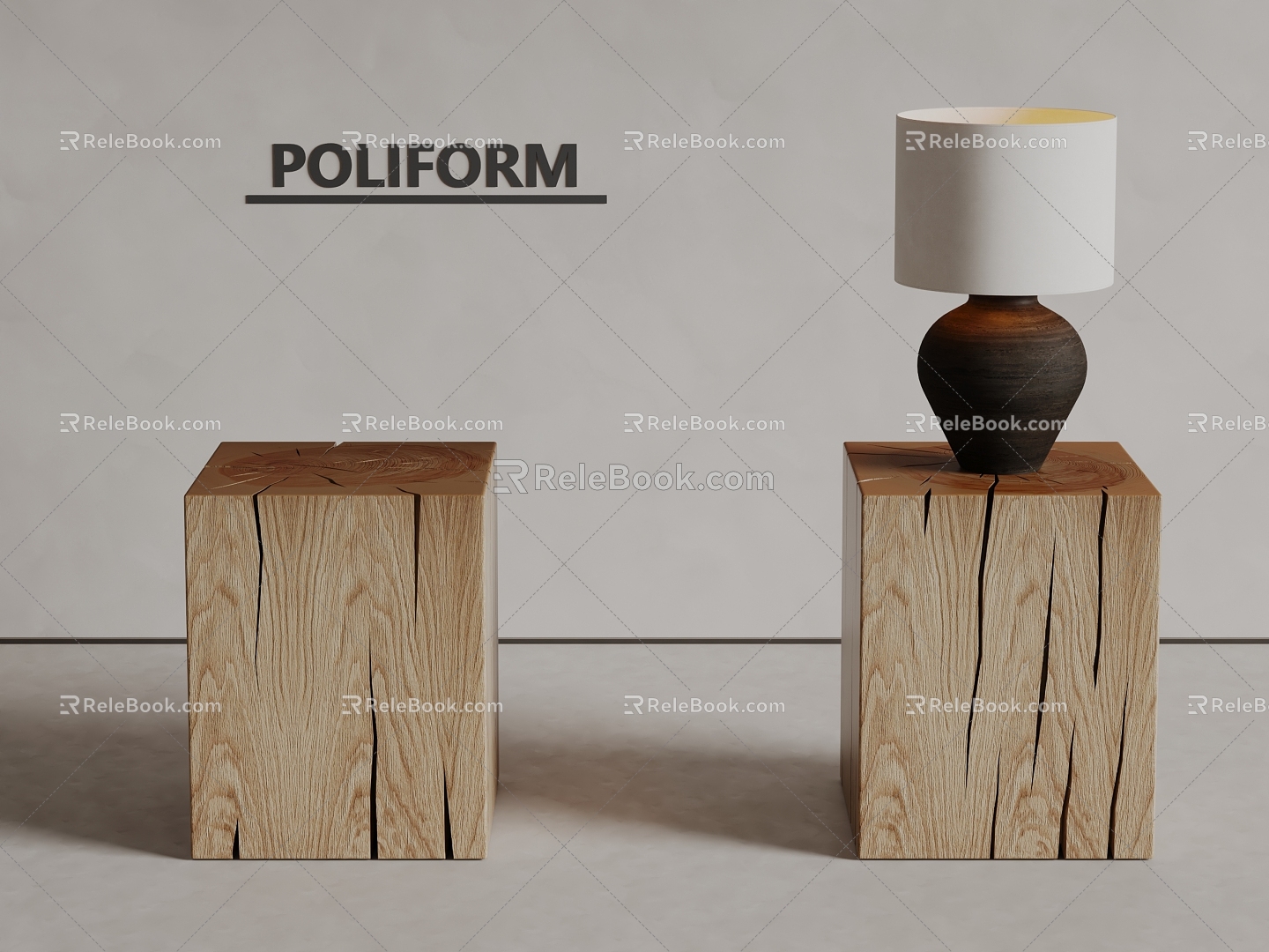 poliform Silent Wind Side Several Solid Wood Side Several Table Lamps 3d model