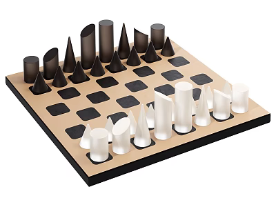 Modern Chess Board Game With Black White Conical Cylindrical Pieces And Checkerboard Pattern 3d model
