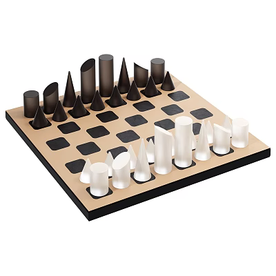 Modern Chess Board Game With Black White Conical Cylindrical Pieces And Checkerboard Pattern 3d model