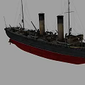 Vintage Steamship With Two Chimneys And Black Red Hull Structure