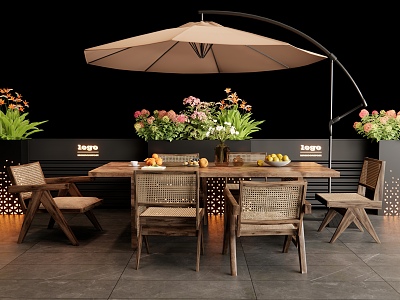 Modern Outdoor Table and Chair Commercial Outdoor Dining Table Flowers and Plants Flower Box Flowers and Plants Potted Plants model