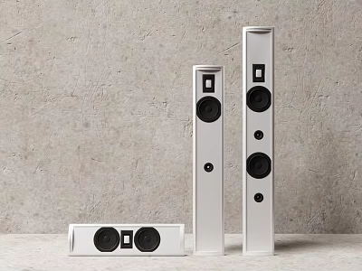 White Modern Home Audio Speakers With Tall Floor Standing And Compact Tabletop Designs 3d model