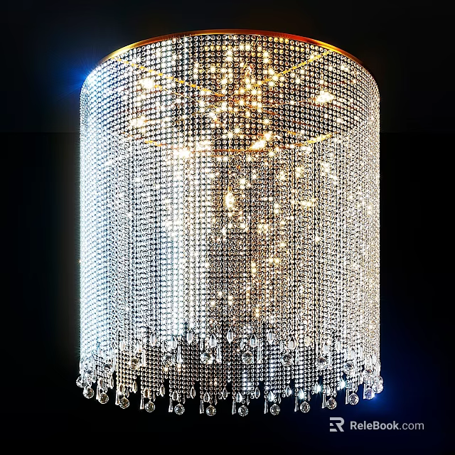 Luxurious Crystal Ceiling Light with Sparkling Design and Illuminated Effect for Home Decor 3d model 