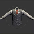 Elegant Striped Men's Vest with White Shirt and Red Tie for Formal Look