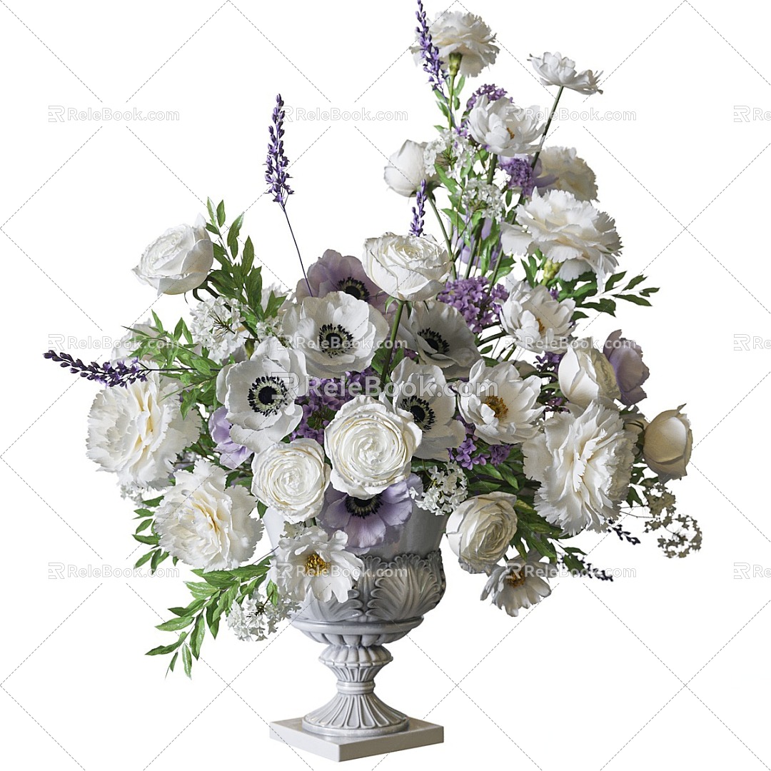 Vase Flower Flower Flower Flower Vase Combination 3d model