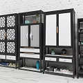 Modern Storage Cabinet Shelves With Lattice Design Drawers And Decorative Items