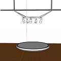 Modern Display Shelves With Circular Glass Top And Hanging LED Lighting For Retail