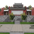 Traditional Ancient Chinese Architecture With Multi tiered Roofs Red Walls And Stone Steps