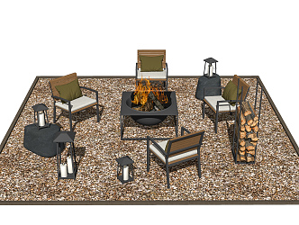 Modern Stove Outdoor Leisure Chair Stove Combination 3d model