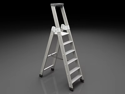 Lightweight Aluminum Ladder With Foldable Design Four Steps And Rolling Wheels 3d model