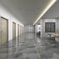 Modern Kitchen Specialty Store Interior With Open Design Cabinets Marble Island And Appliances