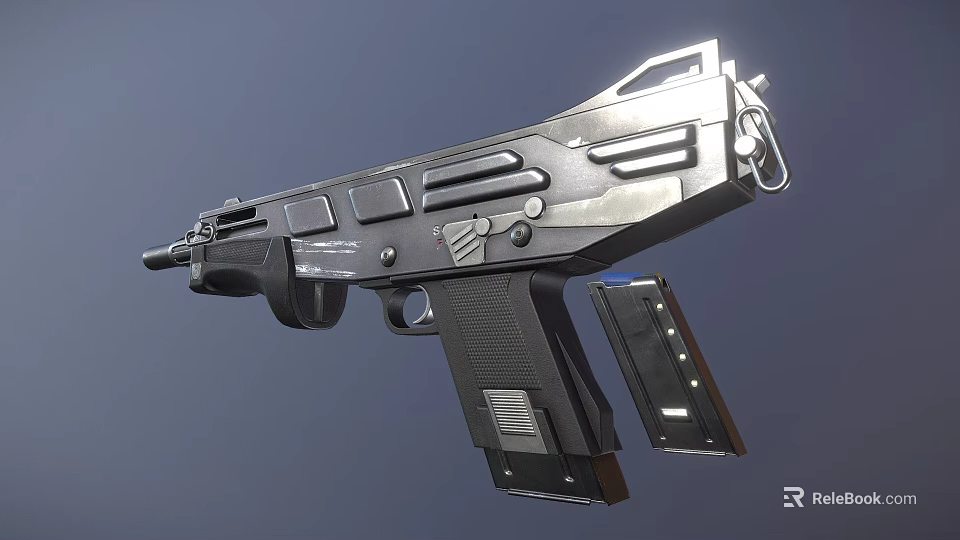 Modern Tactical Firearm Design with Sleek Metallic Finish and Detachable Magazine 3d model 