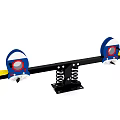 Colorful Cartoon Shaped Seesaw Playground Equipment With Spring Base And Yellow Blue Seats