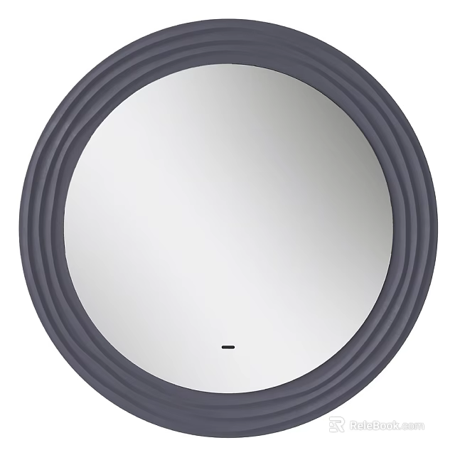 Circular Mirror With Gray Multi Layered Ring Frame For Modern Decor 3d model 