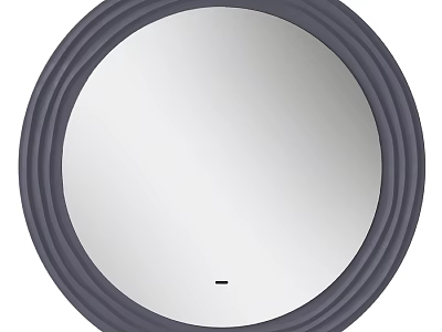 Circular Mirror With Gray Multi Layered Ring Frame For Modern Decor 3d model