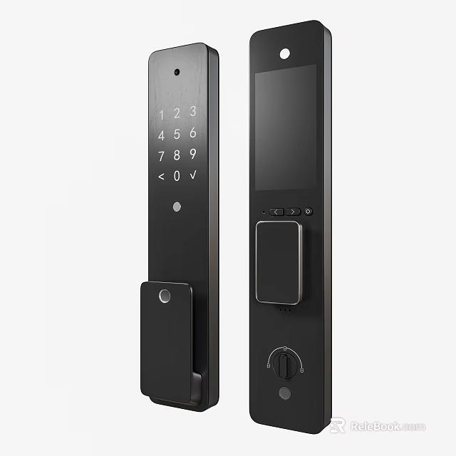 Smart Door Handle With Numeric Keypad Display Screen And Fingerprint Scanner 3d model 