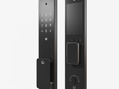 Smart Door Handle With Numeric Keypad Display Screen And Fingerprint Scanner 3d model