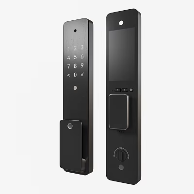 Smart Door Handle With Numeric Keypad Display Screen And Fingerprint Scanner 3d model