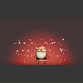 Santa Claus Character Wearing Red Hat And White Beard On Red Background With Decorative White Dots