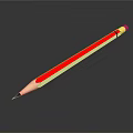 Colorful Pencil With Yellow Red Body Black Tip On Smooth Surface Shadow