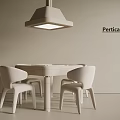 Pertican Minimalist Interior With White Dining Table Chairs And Pendant Light