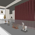 Modern Cultural Center Interior Design With Glass Showcases White Pedestals And Cultural Relics