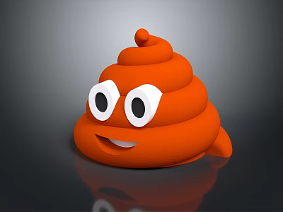 Cartoon Orange Wall Decor With Big Eyes And Smiling Face Design 3d model