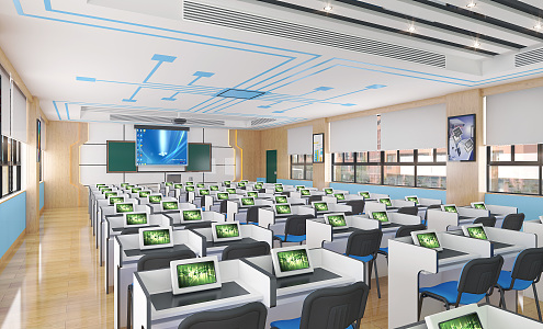 Modern Classroom Computer Classroom 3d model