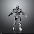 Silver White Armored Humanoid Character With Mechanical Features As Fantasy Creature 3d model