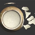 Broken Ceramic Furniture Piece With Damaged Pot And Scattered Fragments